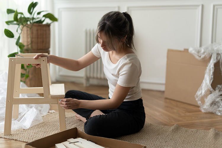 picture shows woman diy chair