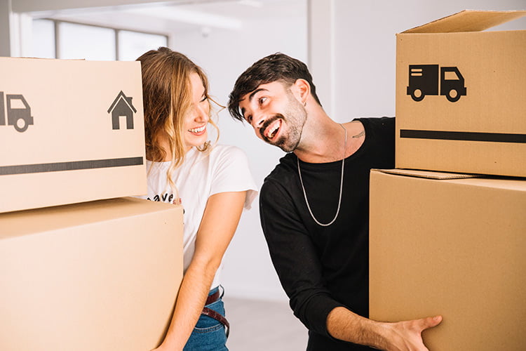 Picture shows couple moving day