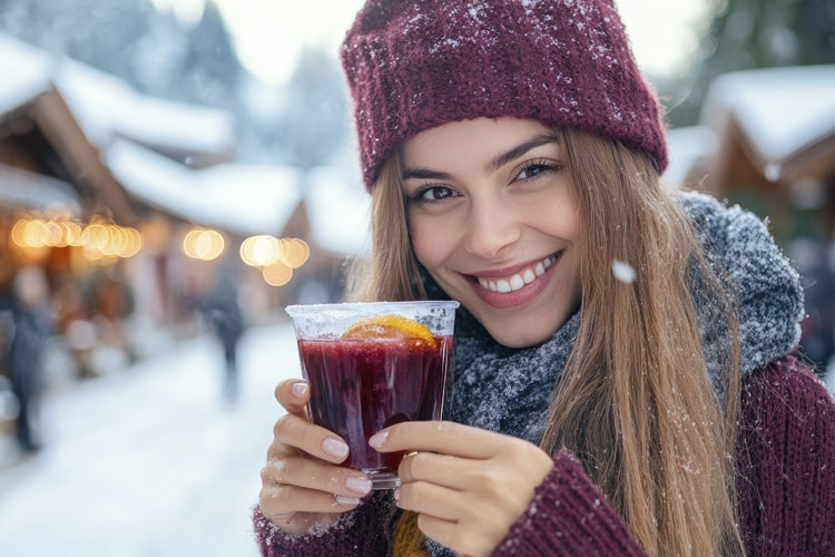 Frau mit hot drink